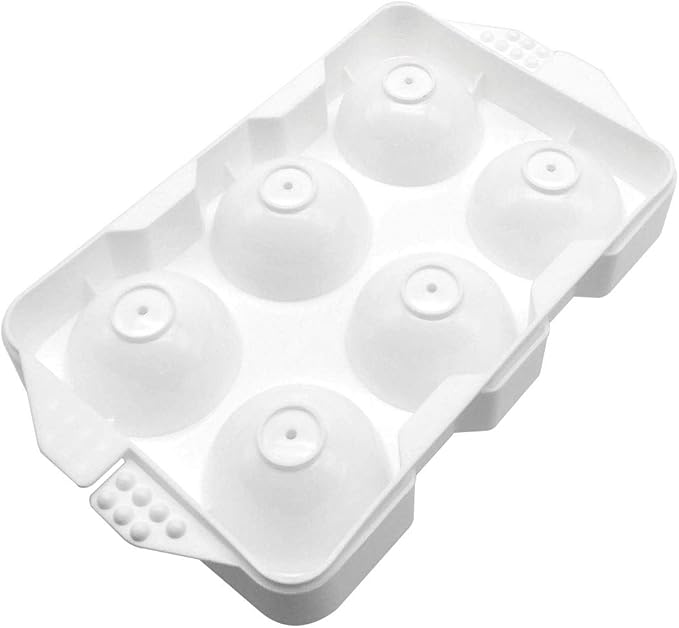 Ice Tray, large 6 x 2 inch ball spheres shapes Giant spherical bar, whiskey, cocktails, scotch, sphere cubes Best BPA free round cube balls molds trays (6 Cube)
