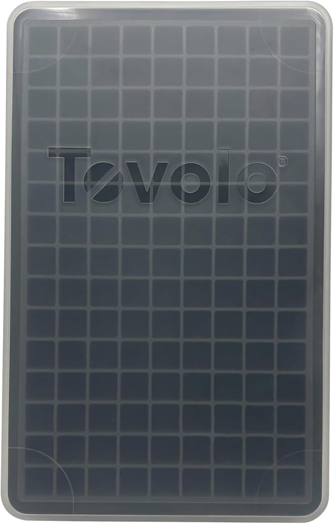 Tovolo Mini Ice Cube Tray with Lid Small Tiny Ice Maker for Freezer, Silicone Mini Ice Cube Tray Small Square Nugget Ice Makes 135 Tiny Cubes BPA Free Stackable Dishwasher Safe Charcoal Gray Trays