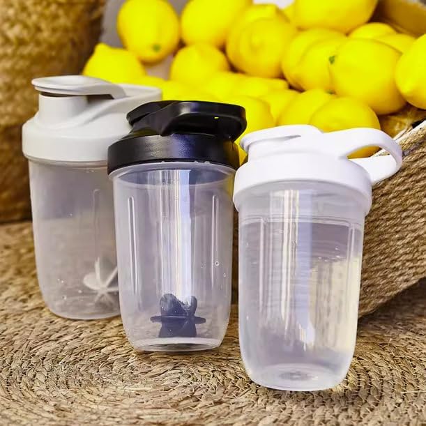 CHNLML Protein Shaker Bottle 400ML/16Oz w. Shaker Ball for Protein Shake, Shaker Bottle with Mixing Ball, Leak-Proof, BPA-Free, for Gym, Workout, Juice Mixer (Purple/Clear, 16Oz-400ML-1Bottle)
