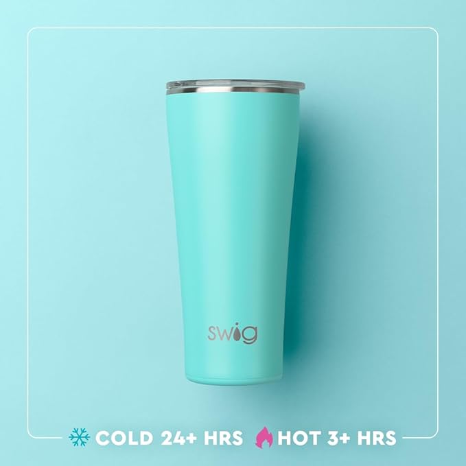 Swig Life 32oz Insulated Tumbler, Travel Coffee Tumbler with Lid, Cup Holder Friendly Travel Coffee Mug, Stainless Steel with Lid (Moon Shine)