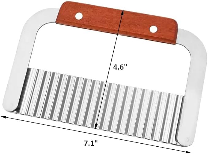 Heavy Duty Stainless Steel Large Crinkle Cutter Wavy Chopper French Fry Slicer for Potatoes Carrot Chips and Fruits, Vegetable, Potatoes, Onions (Wood-Style II, 1 PCS)