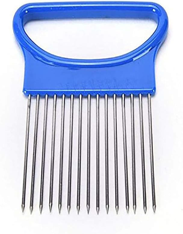 2Pcs Onion Holder Slicer, Stainless Steel Tomato Lemon Potato Vegetable Holder Slicer Cutter Tool for Kitchen Worker Slicing