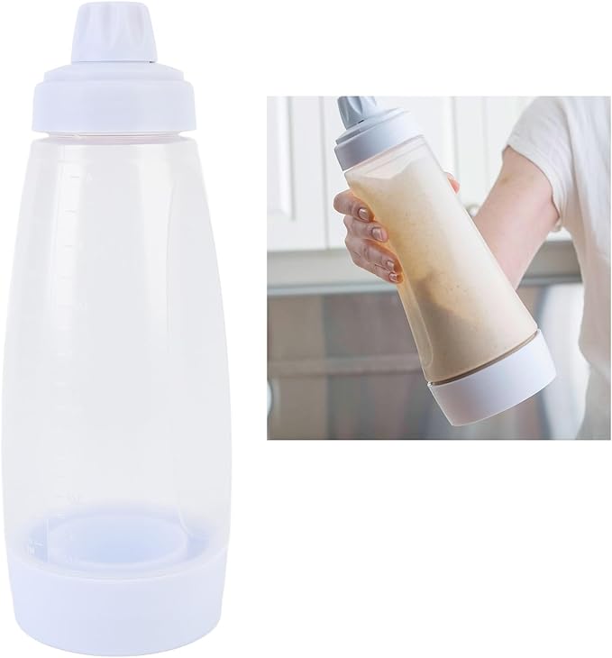 Effortless Pancake Batter Dispenser | 1000ML Squeeze Shaker with Mixing Ball & Wire Whisk | No Lump, Non Stick | Ideal for Crepes, Waffles & Baking