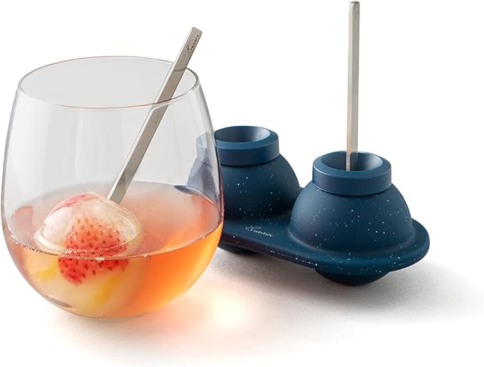Houdini Swizzle Sphere Ice Mold, 2 Piece Tray, Navy