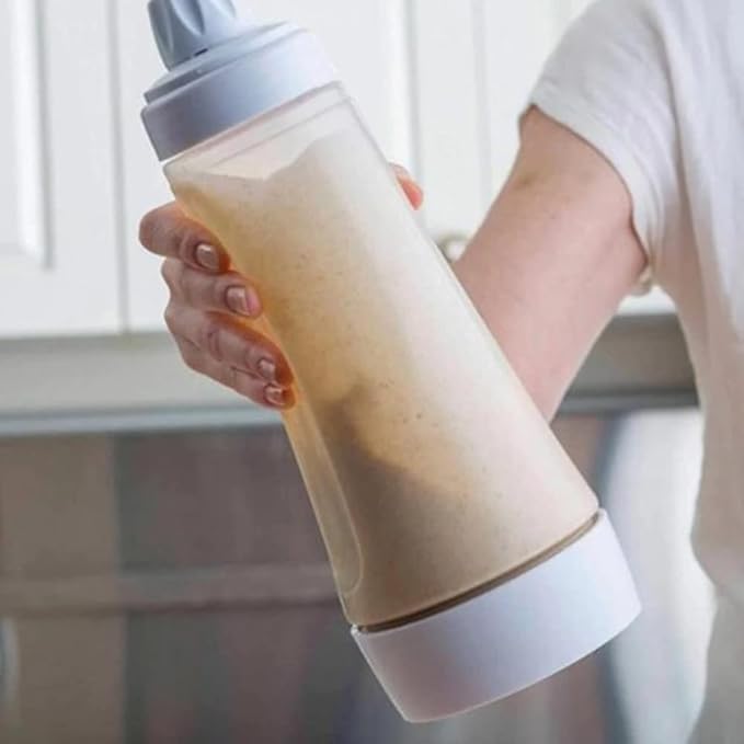 Pancake Batter Dispenser – 2-in-1 Pancake Dispenser Mixer Bottle with Stainless Steel wire whisk Ball – Pancake Maker, also used for nutritional supplements.