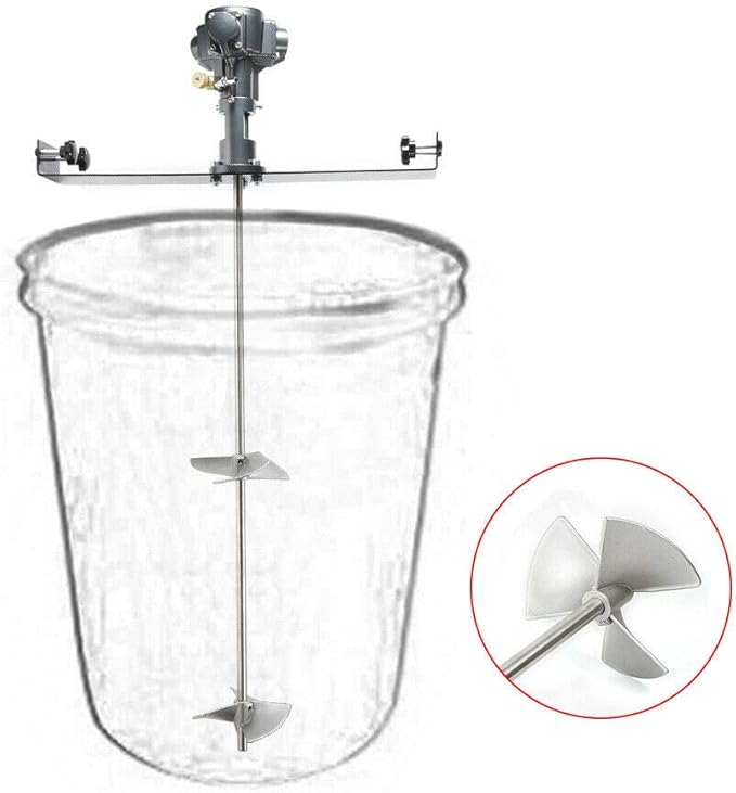 Eapmic 50 Gallon Pneumatic Paint Mixer Machine 1/2HP Pneumatic Agitator Stainless Steel Air Powered Paint Stirring Machine Automatic Barrel Drum Stirrer for Paint Ink Coating Viscous Liquid