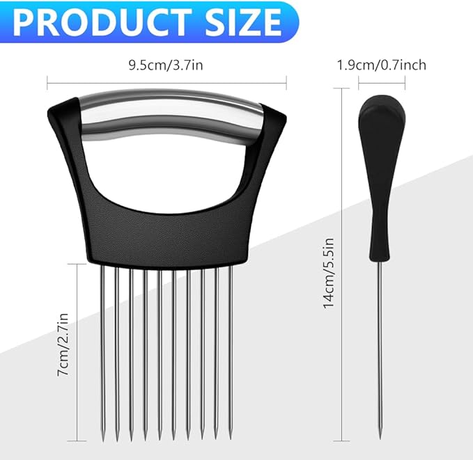 Stainless Steel Onion Holder for Slicing, Onion Slicer and Cutter, Kitchen Utensil for Onions, Tomatoes, Avocados, Eggs, Meat and Vegetables (3Pcs)