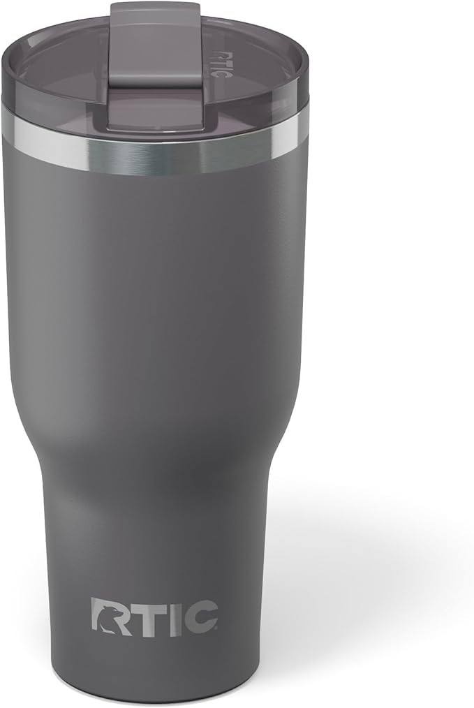 RTIC 40oz Essential Tumbler with Lid, Ceramic Lined, Insulated, Stainless Steel, Metal, Double Wall Vacuum-Insulation, Travel Cup for Iced Coffee, Tea, Hot and Cold Drink, Graphite