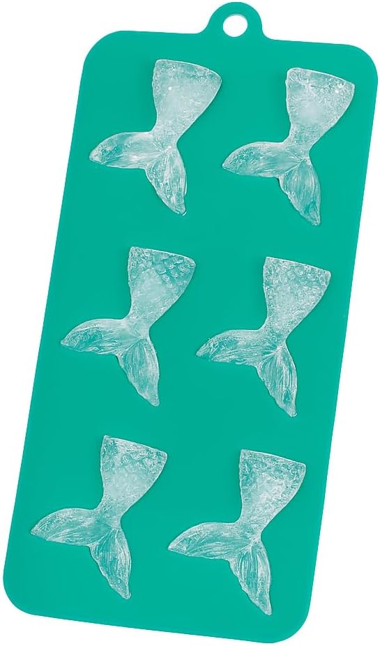 HIC Kitchen Silicone Mermaid Tails Ice Cube Tray, Non-Stick, Makes 6 Mermaid Tails
