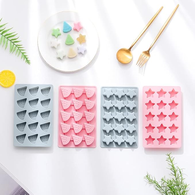 Cute Ice Cube Trays Silicone Chocolate Mold Wax Melt Molds Easy Release Ice Trays Non-Stick Chocolate Soap Pudding Jello Ice Cube Tray (Watermelon)