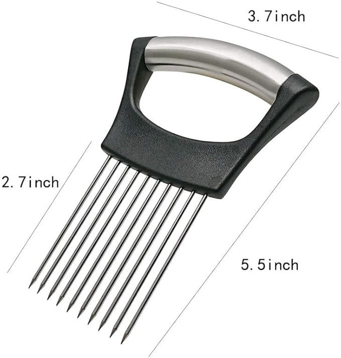 Stainless Steel Onion Slice Holder, Lemon Slicer Vegetable Cutter, Chopper Slicing Assistant Tool for Meat, Onion, Potato, Tomato Home Kitchen Tools (2 PCS)