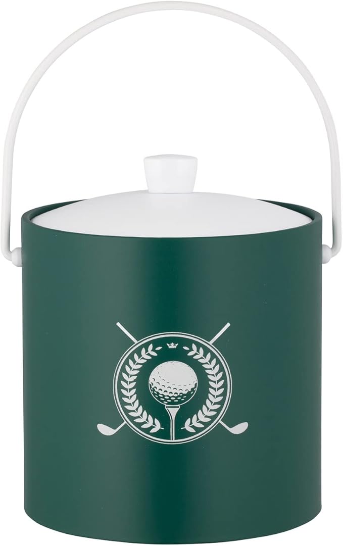 Kraftware Pastimes Collection 3qt Ice Bucket with Acrylic Cover and Bale Handle (Golf, Tropic Green)