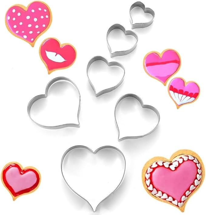 Heart Cookie Cutters Set of 6 – Stainless Steel Sandwiches Cutters & Biscuit Molds for Kids – Sturdy Cutters for Cookies, Sandwiches – Small to Large Sizes 1.69 to 3.74 Inches – Food Grade