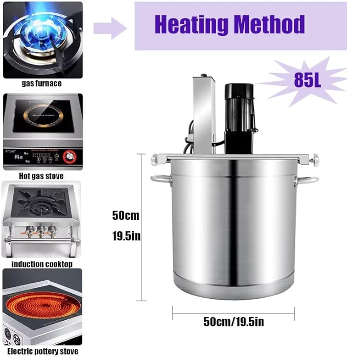 Electric Stirrer,Automatic Pot Stirrer Mixer,Automatic Mixer Machine,with 4-Blade Scraper for Soup,Chili, Sauce, Beverage,Jam and Porridge 85L