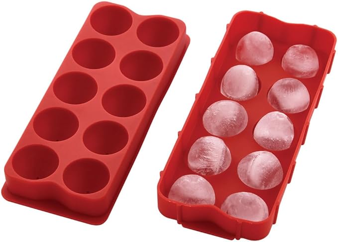 HIC Kitchen Cannonball Silicone Ice Cube Tray, Non-Stick, Makes 10 Large Ice Balls