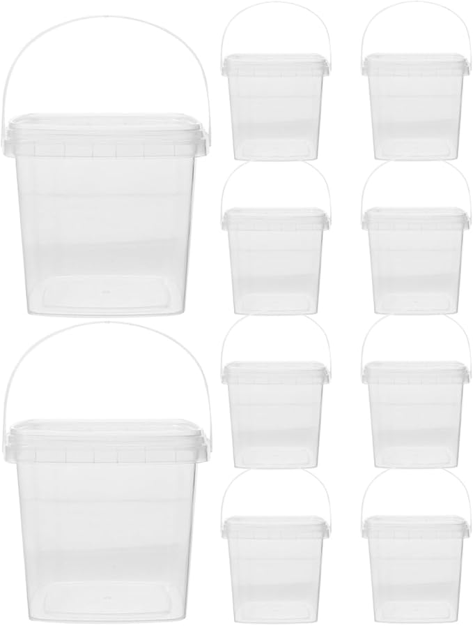 UPKOCH Thickened Square Ice Bucket with Lid 3.74 Inch Reusable Ice Cube Storage Container for Freezer Yogurt Jam and Food Storage Clear Cube Holder for Home and Kitchen
