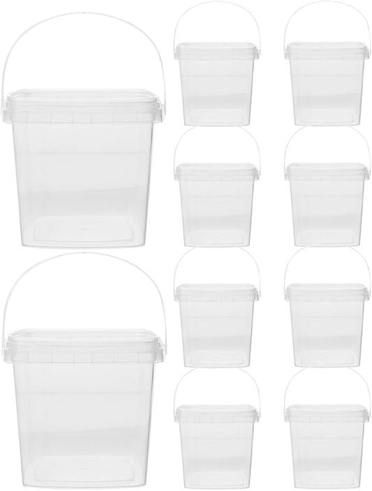 UPKOCH Thickened Square Ice Bucket with Lid 3.74 Inch Reusable Ice Cube Storage Container for Freezer Yogurt Jam and Food Storage Clear Cube Holder for Home and Kitchen