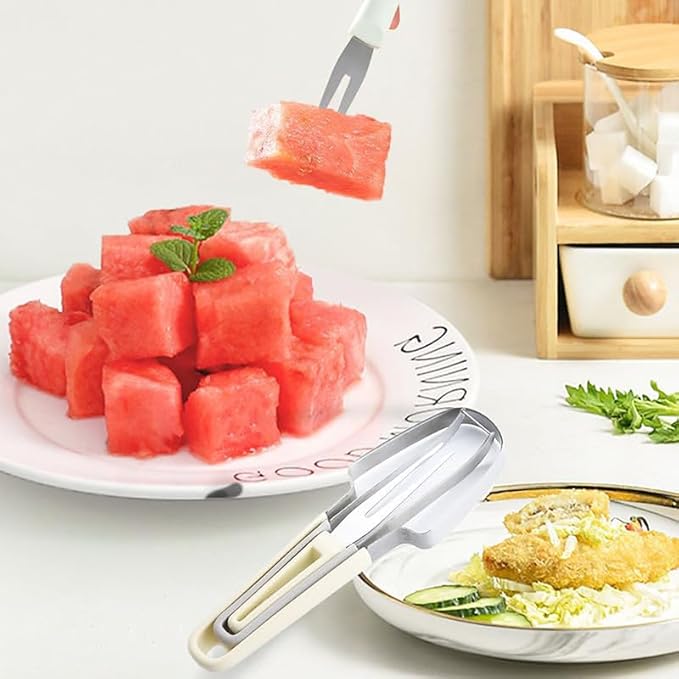 2025 Watermelon Cutter, 3-in-1 Watermelon Fork Slicer Cutter Stainless Steel Watermelons Cutters, 3 In 1 Summer Watermelons Cutting Tool Fork Slicer Knife Set for Home