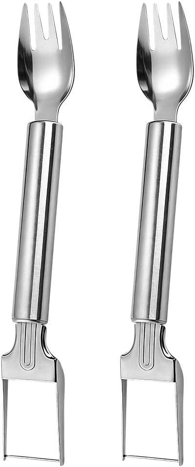 Watermelon Slicer, 2-in-1 Stainless Steel Fruit Cutter and fork,Summer Watermelon Cutter Slicer Tool, Portable Kitchen Gadget for Home Camping Picnics Parties (2)