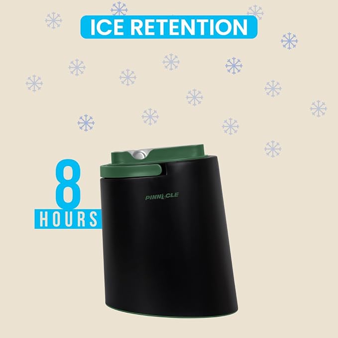 PINNACLE Insulated ice bucket for parties with Tong that fit into Lid - Stainless Steel ice bucket for cocktail bar with Collapsible Handles for indoor/outdoor bar, BPA Free (Green)