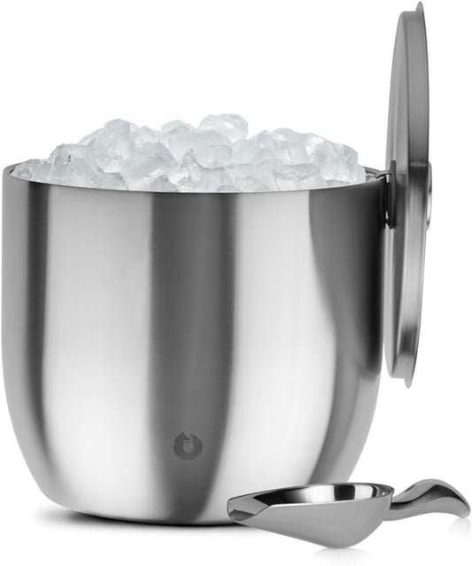 Snowfox XL - Insulated Ice Bucket with Lid/Scoops, Premium Vacuum Insulated Stainless Steel Ice Buckets for Parties, Ice Box, Home Bar Accessories, Parties Supplies, Bar Decor, 7L