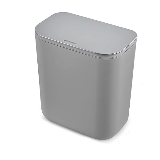 2.4 Gallon/9L Hanging Trash Can with Stainless Steel Lid, Mountable Compost Bin for Kitchen Cabinet Door, Under Sink Food Waste Container for RV, Bathroom, Office