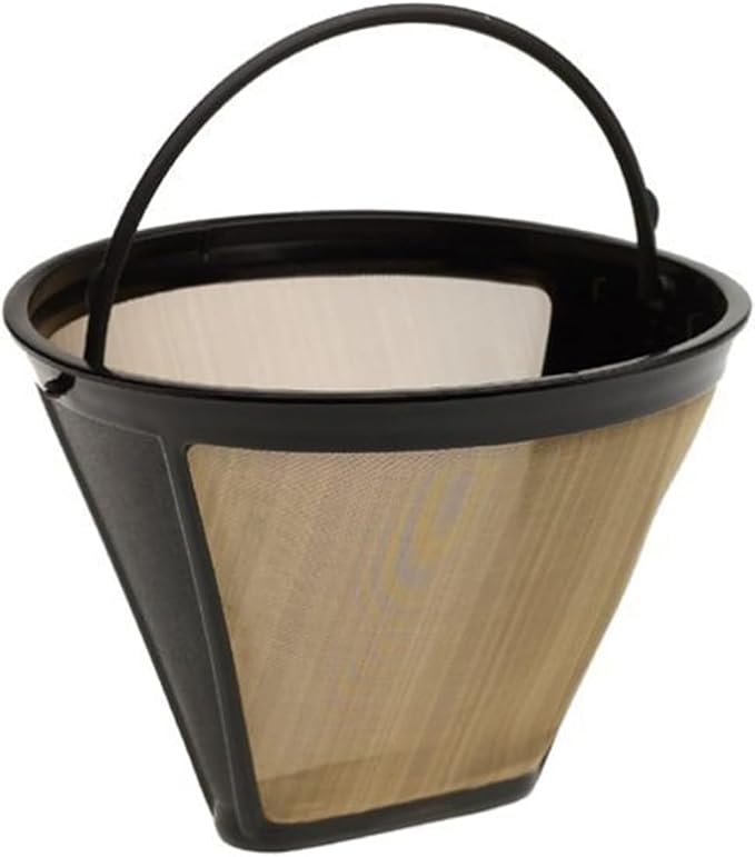 Reusable #4 Gold Tone Mesh Cone Coffee Filter Basket - Cuisinart Coffee Maker Filter Replacement for Ninja, Hamilton Beach, Breville, Moccamaster, Bonavita, Farberware, 2pcs