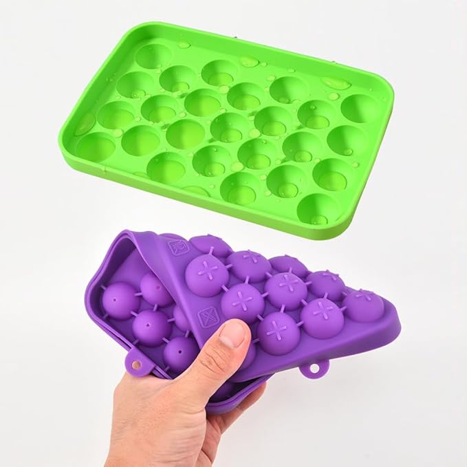 Ice Ball tray, Round Ice Trays, Pack of 2 Small Round Ice Trays, Silicone Tiny Ice Ball Trays, Easy-Release 25pcs Small Ice Ball, for Freezer, Cocktail, Whiskey, Juice, BPA Free