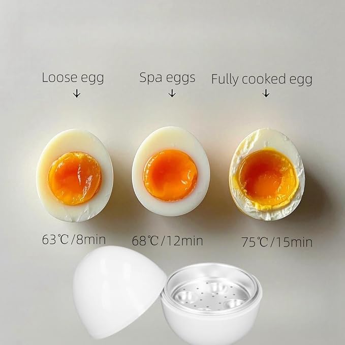 Microwave Egg Cooker for 4 Eggs,Hard Boiled Egg Cooker Compact Microwave Safe Egg Boiler for Hard Soft or Poached Eggs Space Saving Design