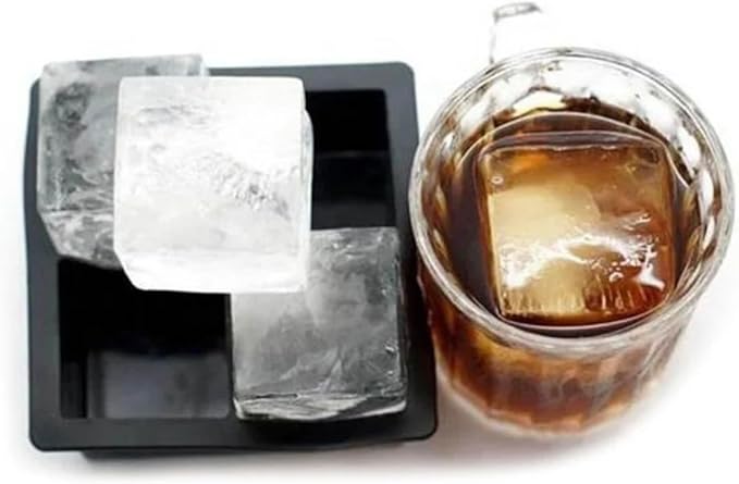 Bartender’s Secret Sauce Large 2”x2” Ice Cube Mold – Makes Four Perfect Cubes – Premium Silicone Ice Mold for Old Fashioneds, Whiskey & Craft Cocktails – Stackable & Easy Release