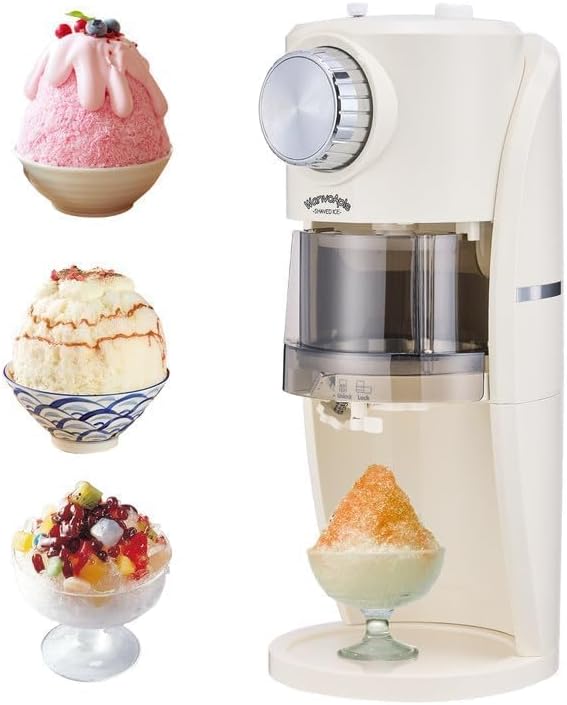 Wanvoapls Shaved Ice Machine - Snow Cone Machine for Homemade Shaved Ice, Snow Cones, Slushie Ice Shaver With Stainless Steel Blade Adjustment Knob, 2 Reusable Ice Mold Cup for snowflakes - White