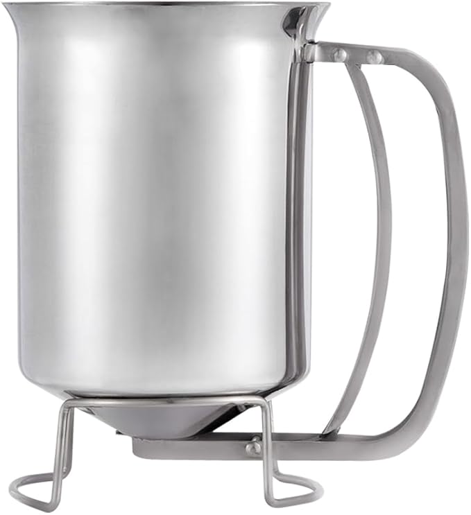 800ml Stainless Steel Pancake Batter Dispenser - Great for Baking,Cupcakes,Muffins-Cooking Crepes,Waffles- Easyflow Spout -Measuring Gauge in Mls and cups