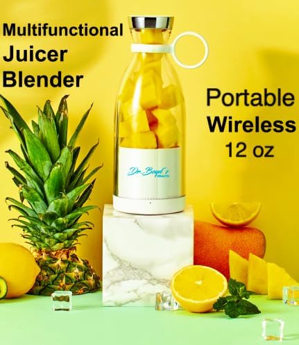 Dr.Boyd’s HEALTH portable miXer mini blender for Shakes and Smoothies- 12 oz Container, Magnetic Wireless charging, Rechargeable Battery, 50w Motor, Waterproof, Built in Safety Features