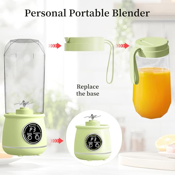 Portable Blender, 20oz Small Blender for Smoothies, Personal Juice Mixer with 10 Sharp Blade, Mini Shaker for Shakes and Smoothies, Smoothie Maker with Extra Lid for Travel, Office, Gym, Home