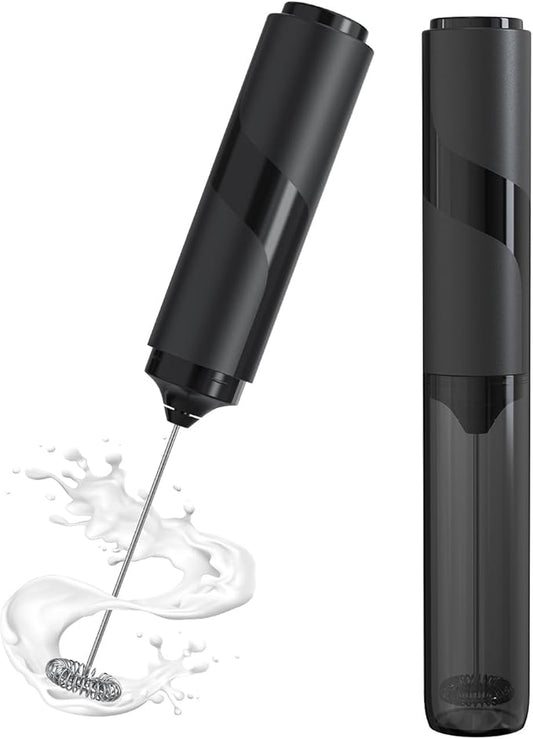 Milk Frother with Cover, Battery Operated Electric Frother, Whisk, Drink Mixer & Foamer for Coffee, Latte, Matcha, hot Chocolate