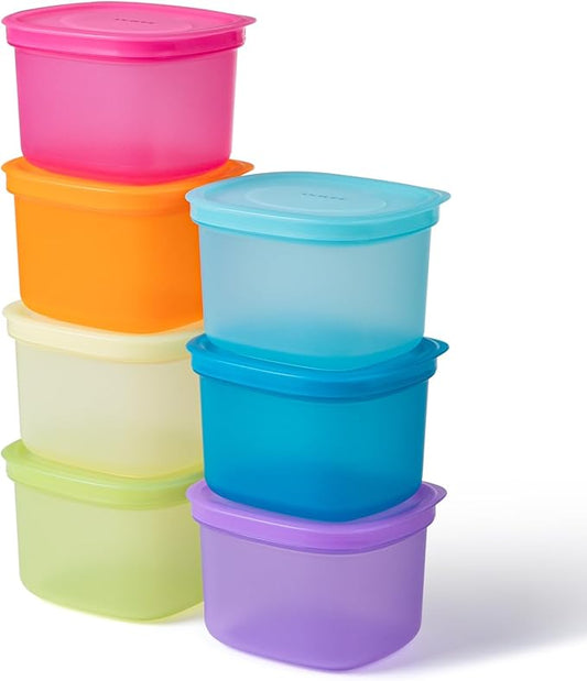 7-Pack Meal Prep Containers (500ml / 17oz) — Reusable Plastic Food Storage with Lids for Portion Control & School Lunches, Microwave/Freezer Safe Stackable Bento Box