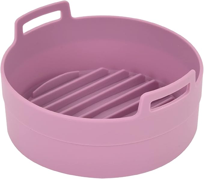 jNE Premium Air Fryer Silicone Pot, Bowl, Basket | Food Safe Air Fryers Oven Accessories | Easy to Clean | Replacement of Parchment Liners | 6.3 inches in diameter, Pink