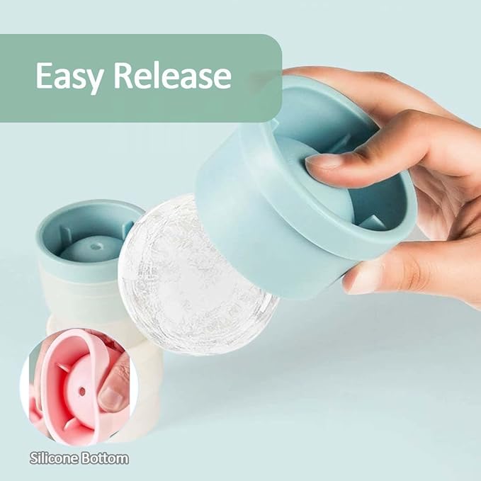 Ice Cube Molds, Silicone Sphere Ice Mold Maker, Stackable Easy Release Circle Ice Cube Mold with Lids, Spherical Ice Makers with Lids for Whiskey, Cocktails, Bourbon, and Drinks (1.9In*6 Balls)