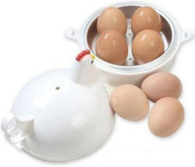 Microwave Egg Boiler, 4 Eggs Boiler Cooker Microwave Egg Steamer, Microwave' Eggs Boiler with Lid for Soft/Hard Boiled Eggs' Microwavable Egg' Poacher Cooking Kitchen Tools (COLOR:White)