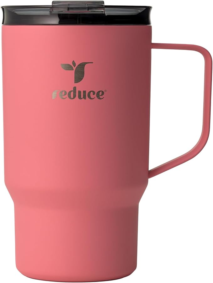 REDUCE Hot1 18 oz Hot1 Stainless Steel Insulated Mug with Temperature Adjusting Lid - Dual-Wall Vacuum, Cupholder Friendly - Keeps Drinks Hot for 6 Hours - Ideal for Coffee, Tea & Other - Baked Clay