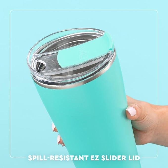 Swiglife 32oz Insulated Tumbler, Travel Coffee Tumbler with Lid, Cup Holder Friendly Travel Coffee Mug, Stainless Steel, 32 oz, Reusable Insulated Mug with Lid (High Tide)