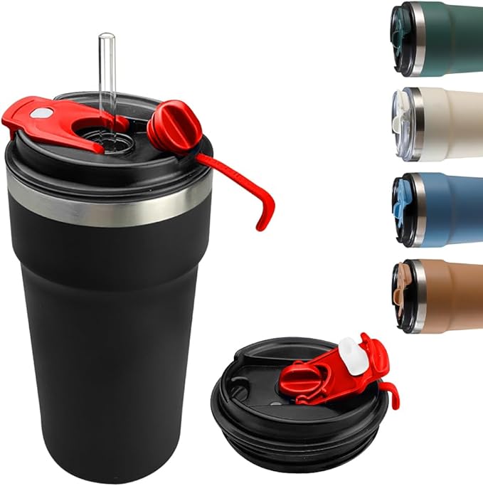 SPLMIFA Travel Coffee Mugs Leak-Proof, Reusable Coffee Cups with Lids, Stainless Steel Vacuum Insulated Coffee Tumblers, Thermal Insulation Cups for Men and Women Hot & Cold Drinks(4th-Black, 16OZ)