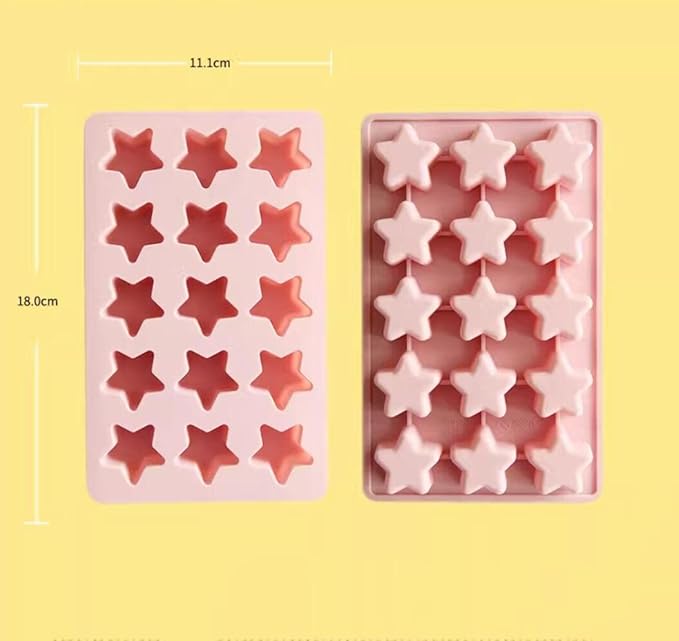 Cute Ice Cube Trays Silicone Chocolate Mold Wax Melt Molds Easy Release Ice Trays Non-Stick Chocolate Soap Pudding Jello Ice Cube Tray (Star)