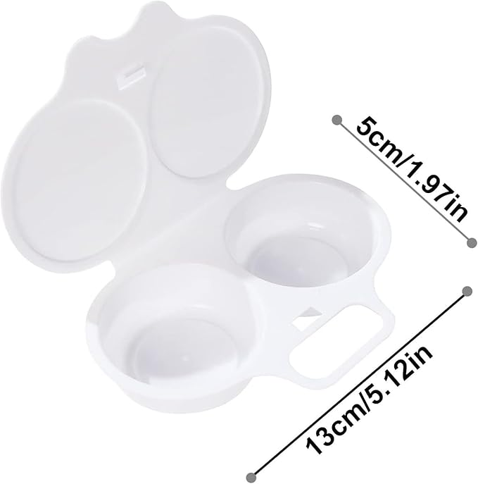 White Egg Poacher, Microwave Egg Boiler Poacher, 2 Cavity Nonstick Poached Egg Maker With Lid, Egg Poacher Microwave Egg Cooker, Double Drain Poached Egg Cups Egg Poachers