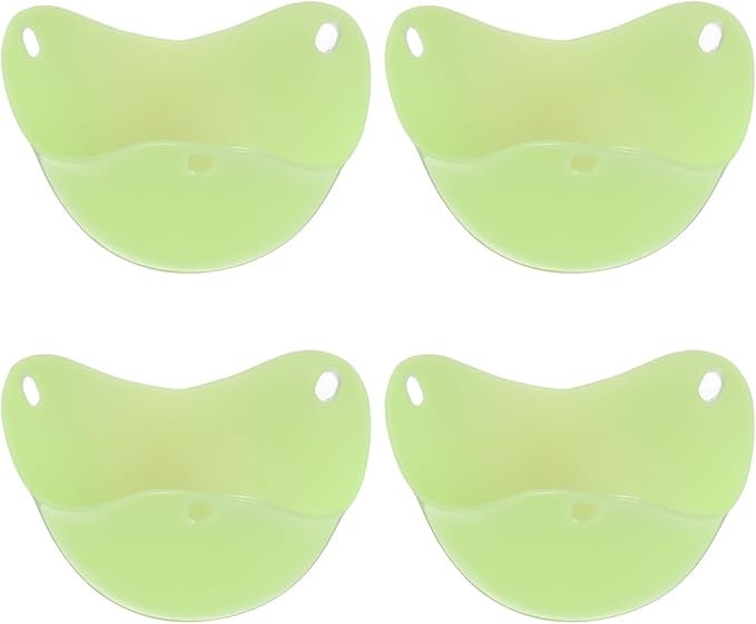 uxcell 4 Pack Egg Poacher, Nonstick Silicone Egg Poacher Cups Poached Cups Kitchen Breakfast Gadget for Microwave Air Fryer Stove Top Cooking Boiled Poached, Green