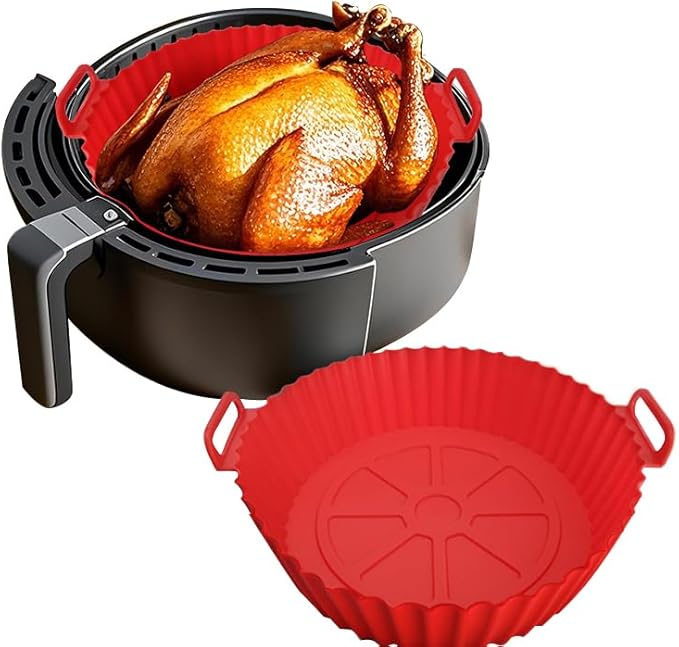 2 Pack,Air Fryer Silicone Liners Compatible With COSORl Air Fryer Or 5 QT Or Bigger (Red+Blue)