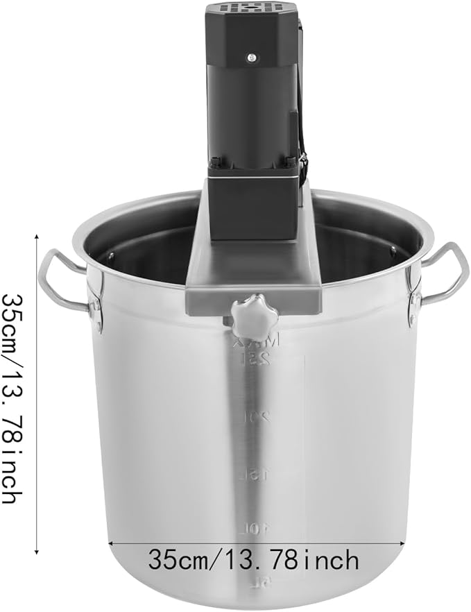 Automatic Stirrer for Tomato Sauce, Jam, Syrup, 25L/6.6gal Stainless Steel Pot Stirrer Mixer, 120W Electric Heat Mixing Machine with 4-Blade Scraper for Restaurants, Hotels, Canteen