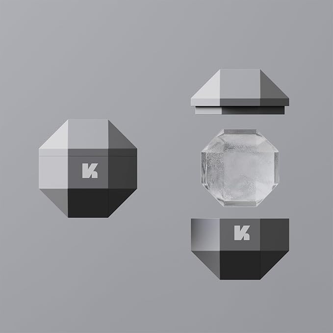 Whiskey Ice Cube Tray Set 3-Pack - Create Iceberg, Atomic Sphere & Large Round Clear Ice Cubes for Cocktails, Slow-Melting & Reusable, BPA-Free Silicone Trays with Leakproof Lids