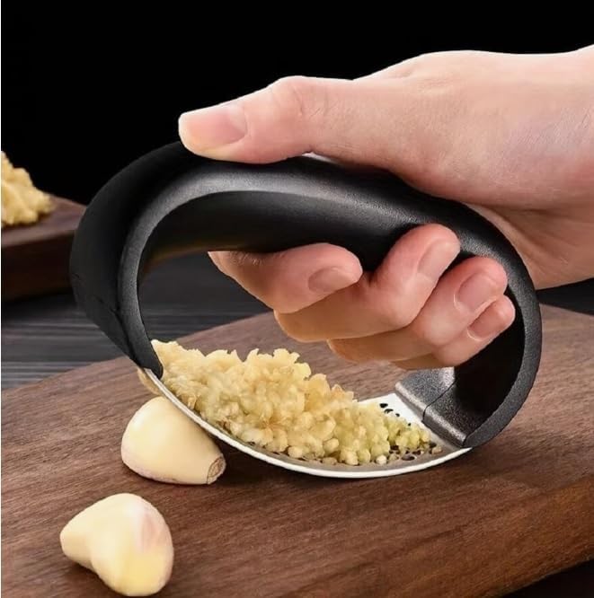 Garlic Press Mincer Crusher with Ergonomic Handle for Kitchen, Home, Cooking, Stainless Steel