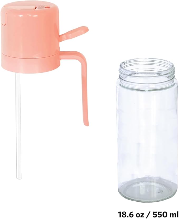 Glad 2 in 1 Oil Dispenser, 18.6oz/550ml - Olive Oil Sprayer for Cooking, Pouring Salad Dressing, and Grilling - Kitchen Gadget with Refillable Glass Bottle, Handle, and Mist or Pour Options - Rust